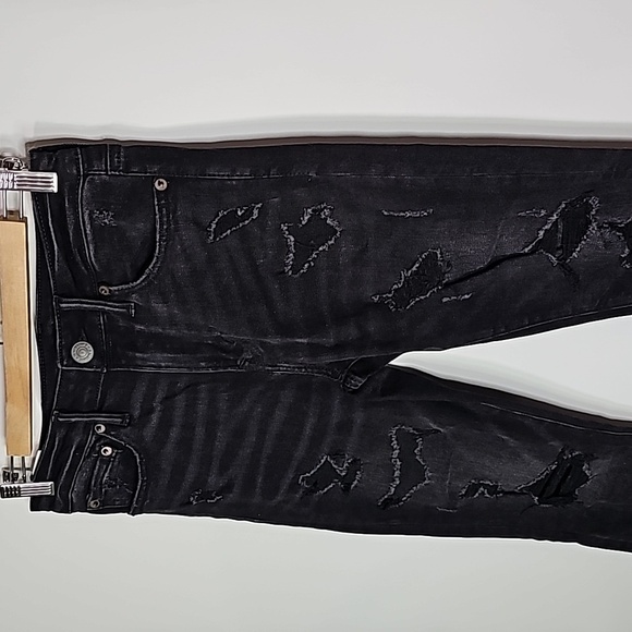 American Eagle next level flex black 30x30 stacked skinny jeans - Picture 2 of 8